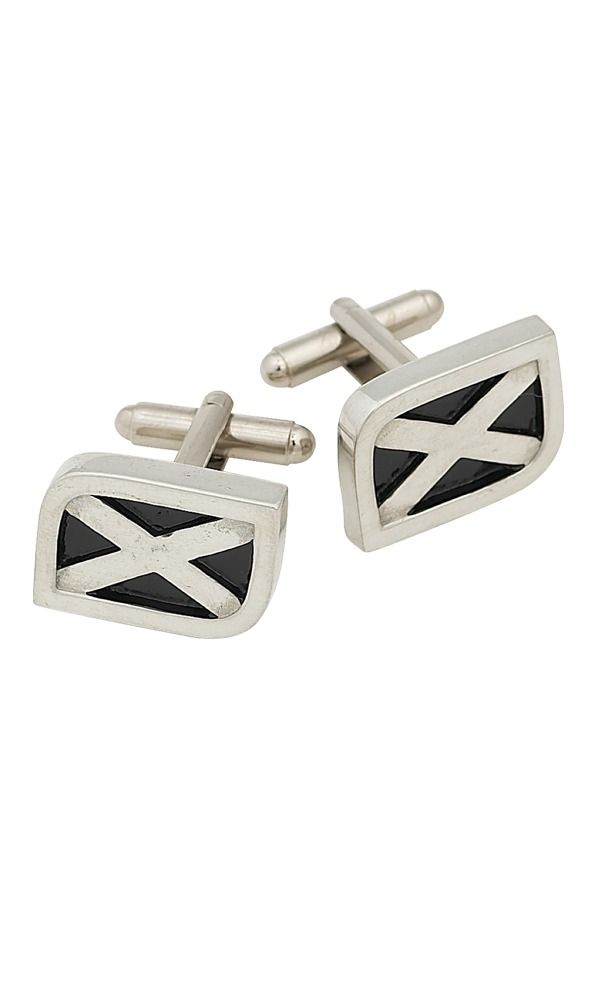 Unique Scottish Luxury Saltire Polished Pewter Cufflinks