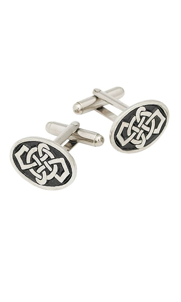 Unique Scottish Luxury Oval Celtic Cufflinks In Polished Pewter