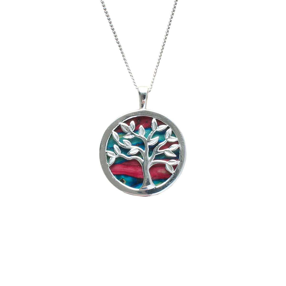 Tree of Life Sterling Silver Heathergem Pendant Necklace With Gift Box