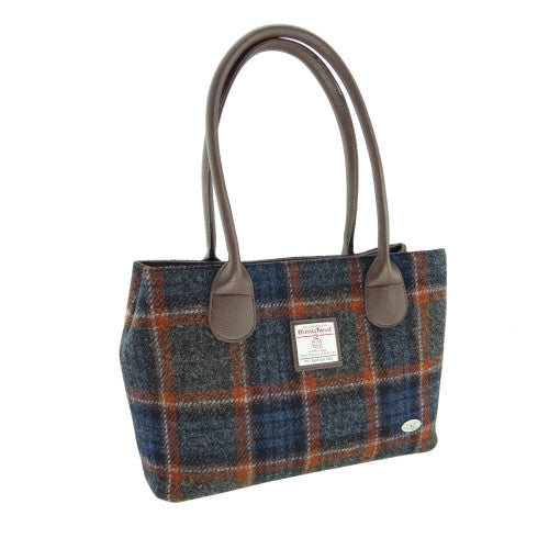 Authentic Luxury Harris Tweed Women's Classic Large Handbag In Rust Overcheck