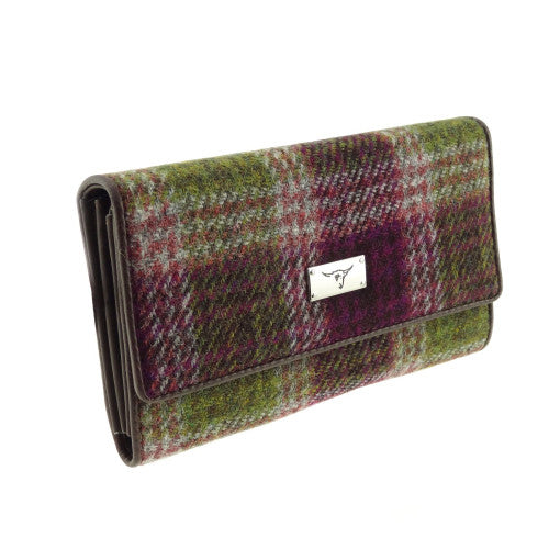 Authentic Harris Tweed Purse With ID Window In Heather Check