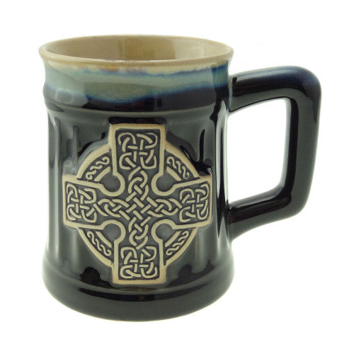 Scottish Embossed Stoneware Mug With Celtic Cross - Black