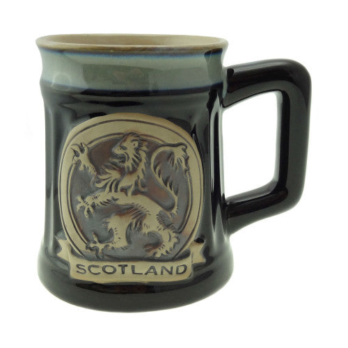 Scottish Embossed Stoneware Mug With Lion Rampant - Black