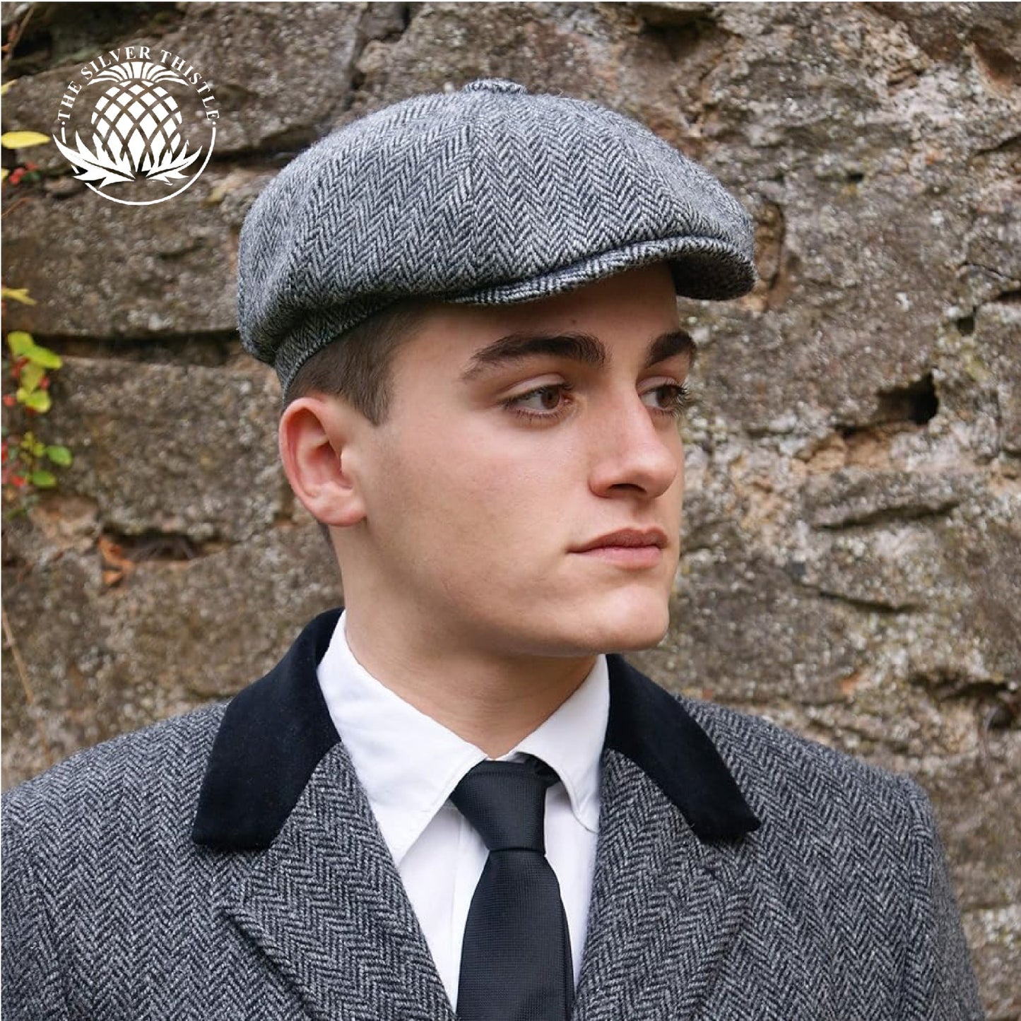 Authentic Harris Tweed Herringbone Newsboy Cap