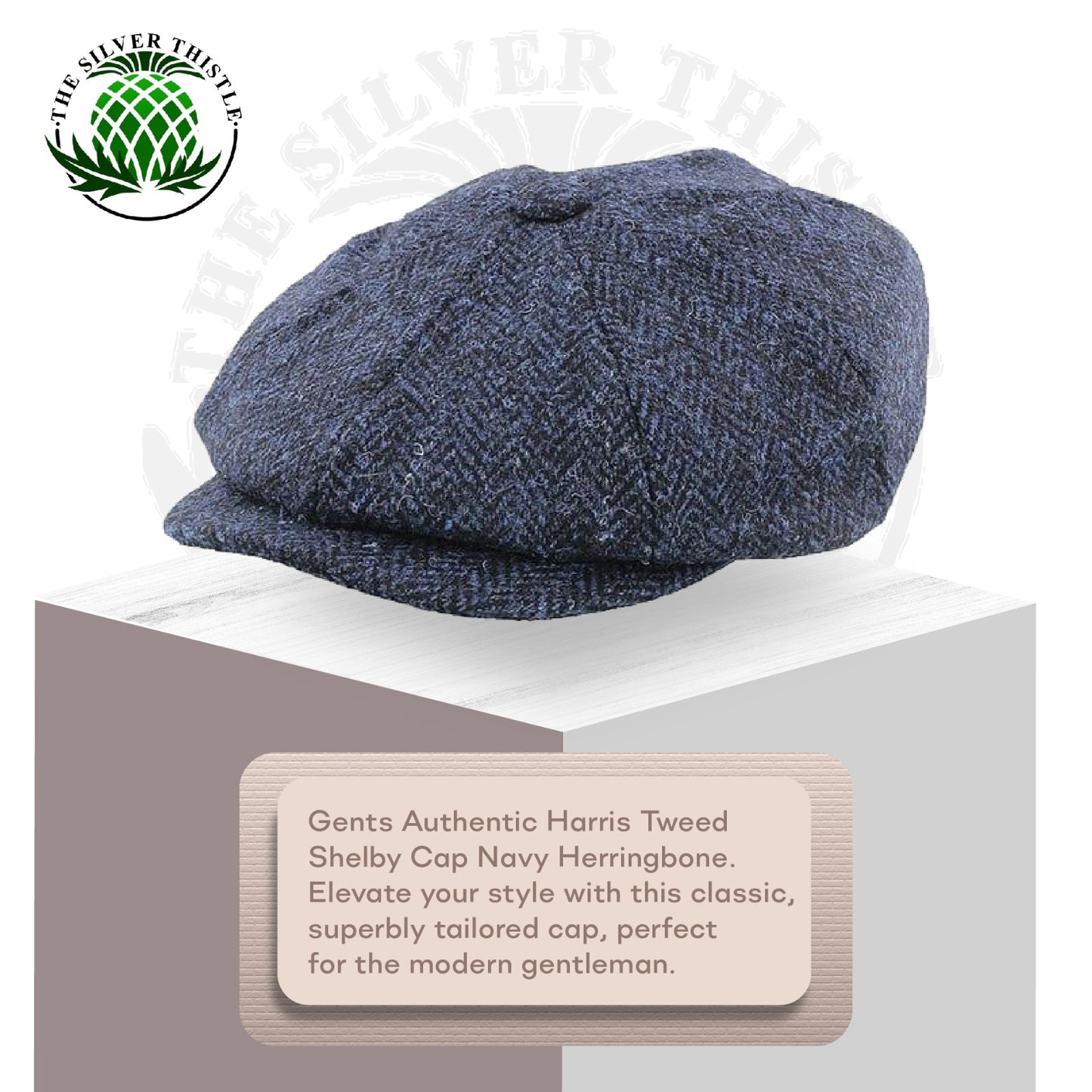 Authentic Harris Tweed Herringbone Newsboy Cap