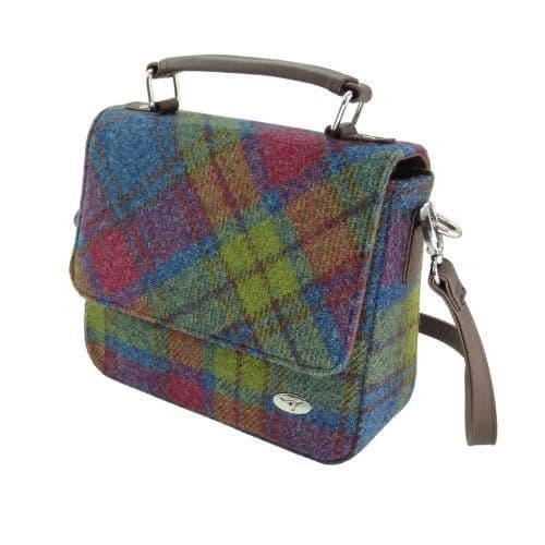 Authentic Harris Tweed Luxury Square Bag in Multi Colour Tartan