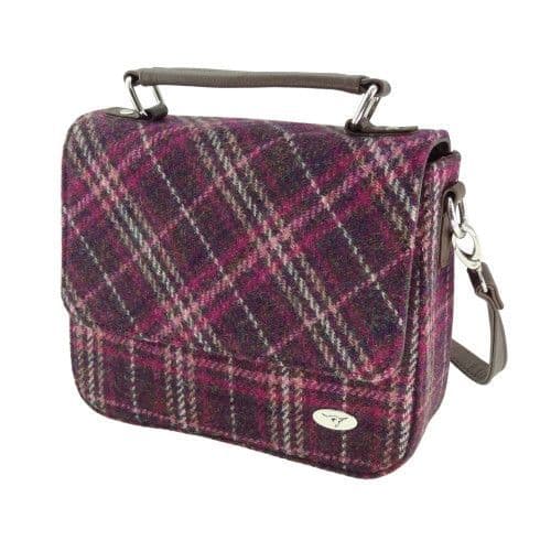 Authentic Harris Tweed Luxury Square Bag in Purple Check