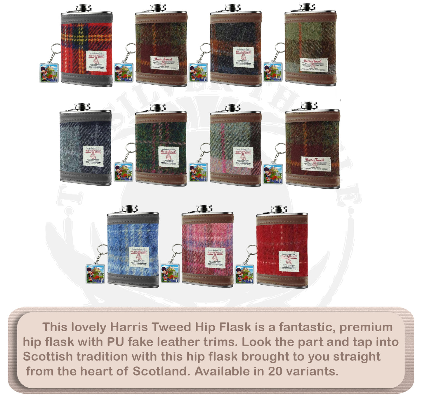 Premium Harris Tweed Hip Flask