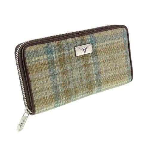 Authentic Harris Tweed Tartan Long Zip Purse