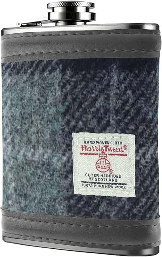 Premium Harris Tweed Hip Flask