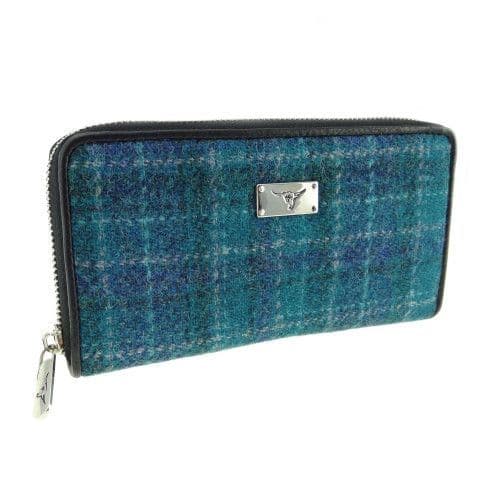 Authentic Harris Tweed Tartan Long Zip Purse