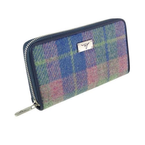 Authentic Harris Tweed Tartan Long Zip Purse