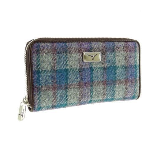 Authentic Harris Tweed Tartan Long Zip Purse