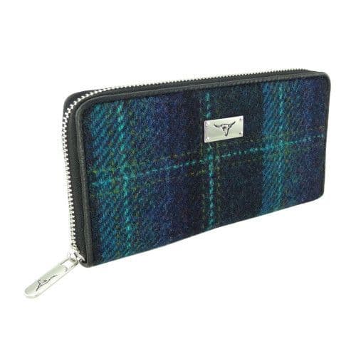 Authentic Harris Tweed Tartan Long Zip Purse