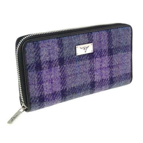 Authentic Harris Tweed Tartan Long Zip Purse