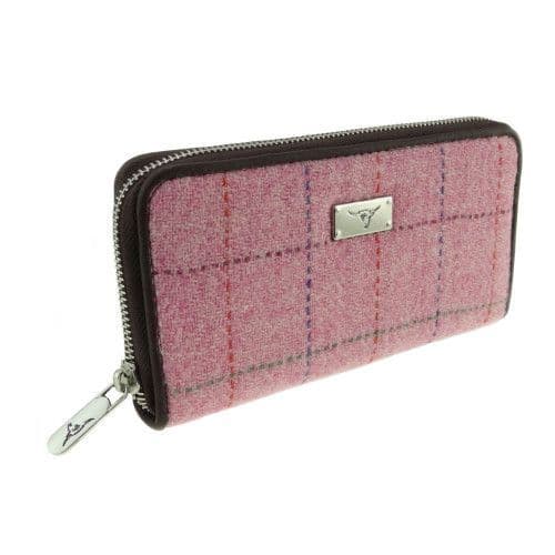 Authentic Harris Tweed Tartan Long Zip Purse