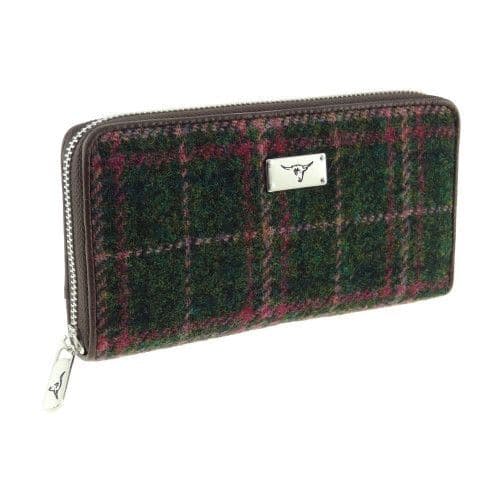 Authentic Harris Tweed Tartan Long Zip Purse