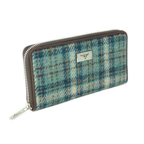 Authentic Harris Tweed Tartan Long Zip Purse