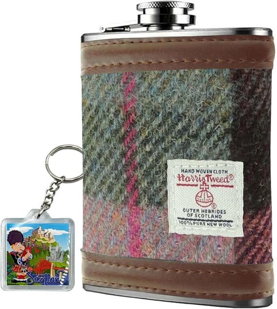 Premium Harris Tweed Hip Flask