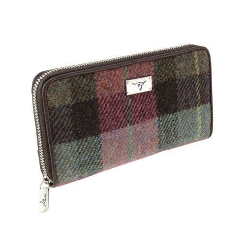 Authentic Harris Tweed Tartan Long Zip Purse