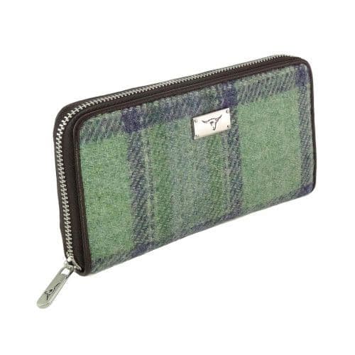 Authentic Harris Tweed Tartan Long Zip Purse