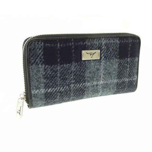 Authentic Harris Tweed Tartan Long Zip Purse