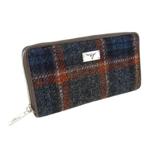 Authentic Harris Tweed Tartan Long Zip Purse