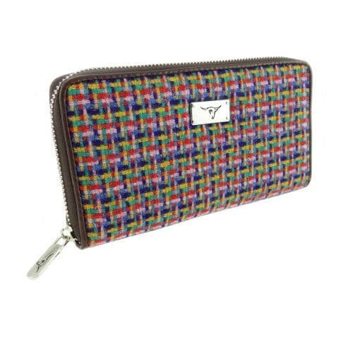 Authentic Harris Tweed Tartan Long Zip Purse