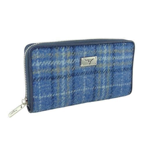 Authentic Harris Tweed Tartan Long Zip Purse