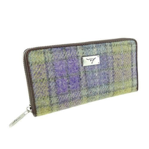 Authentic Harris Tweed Tartan Long Zip Purse