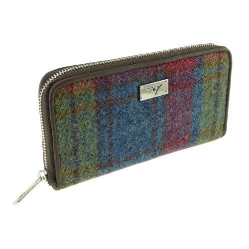 Authentic Harris Tweed Tartan Long Zip Purse