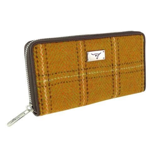 Authentic Harris Tweed Tartan Long Zip Purse