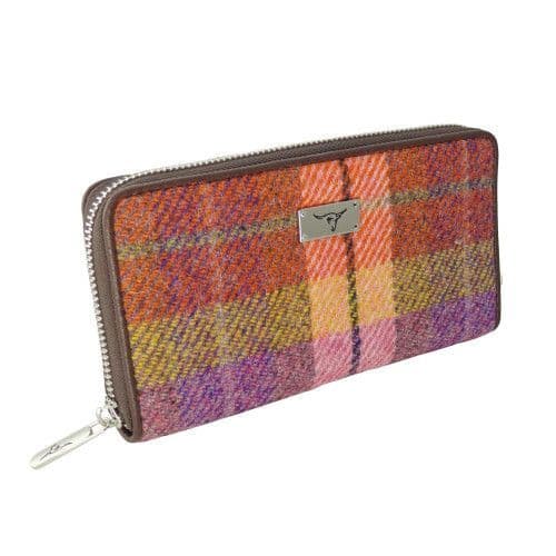 Authentic Harris Tweed Tartan Long Zip Purse