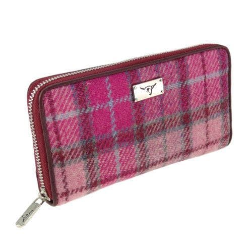 Authentic Harris Tweed Tartan Long Zip Purse