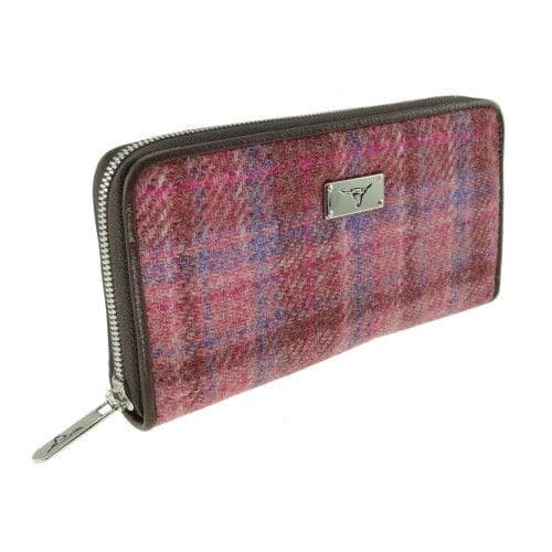 Authentic Harris Tweed Tartan Long Zip Purse