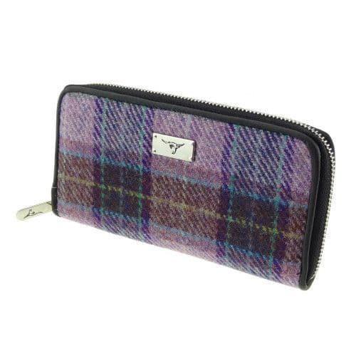 Authentic Harris Tweed Tartan Long Zip Purse