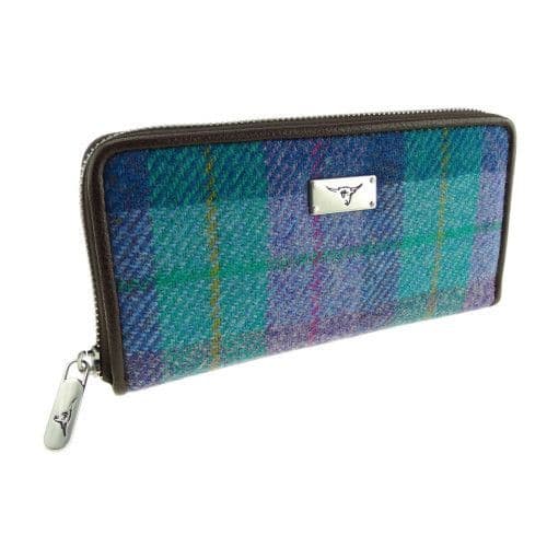 Authentic Harris Tweed Tartan Long Zip Purse