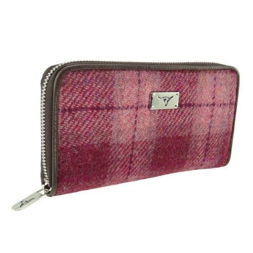 Authentic Harris Tweed Tartan Long Zip Purse