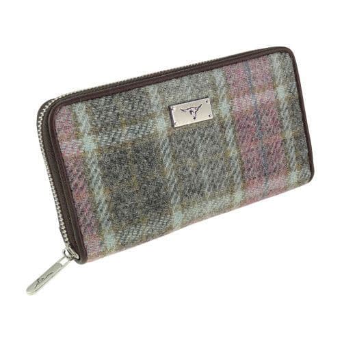 Authentic Harris Tweed Tartan Long Zip Purse