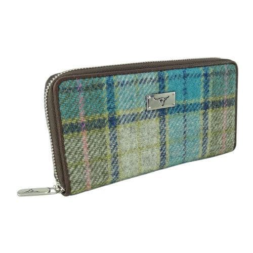 Authentic Harris Tweed Tartan Long Zip Purse