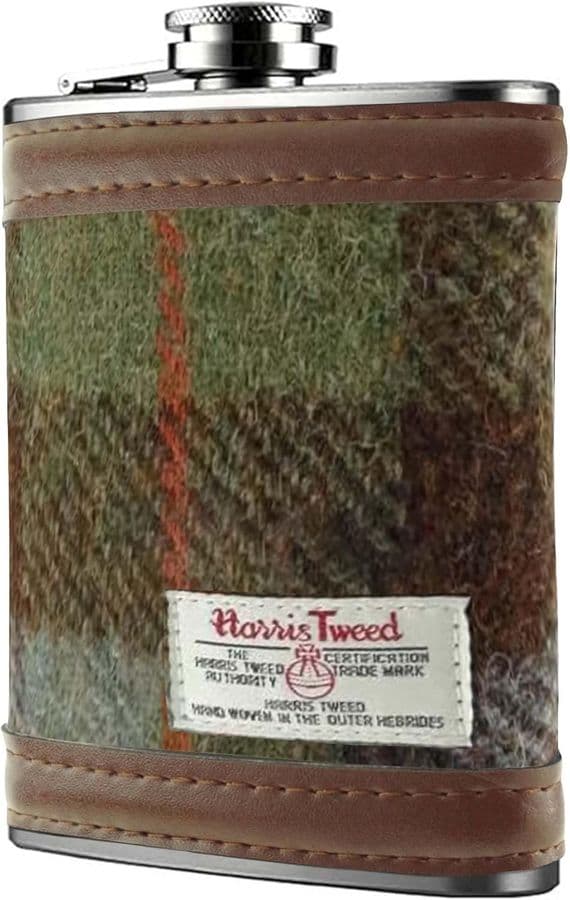 Premium Harris Tweed Hip Flask