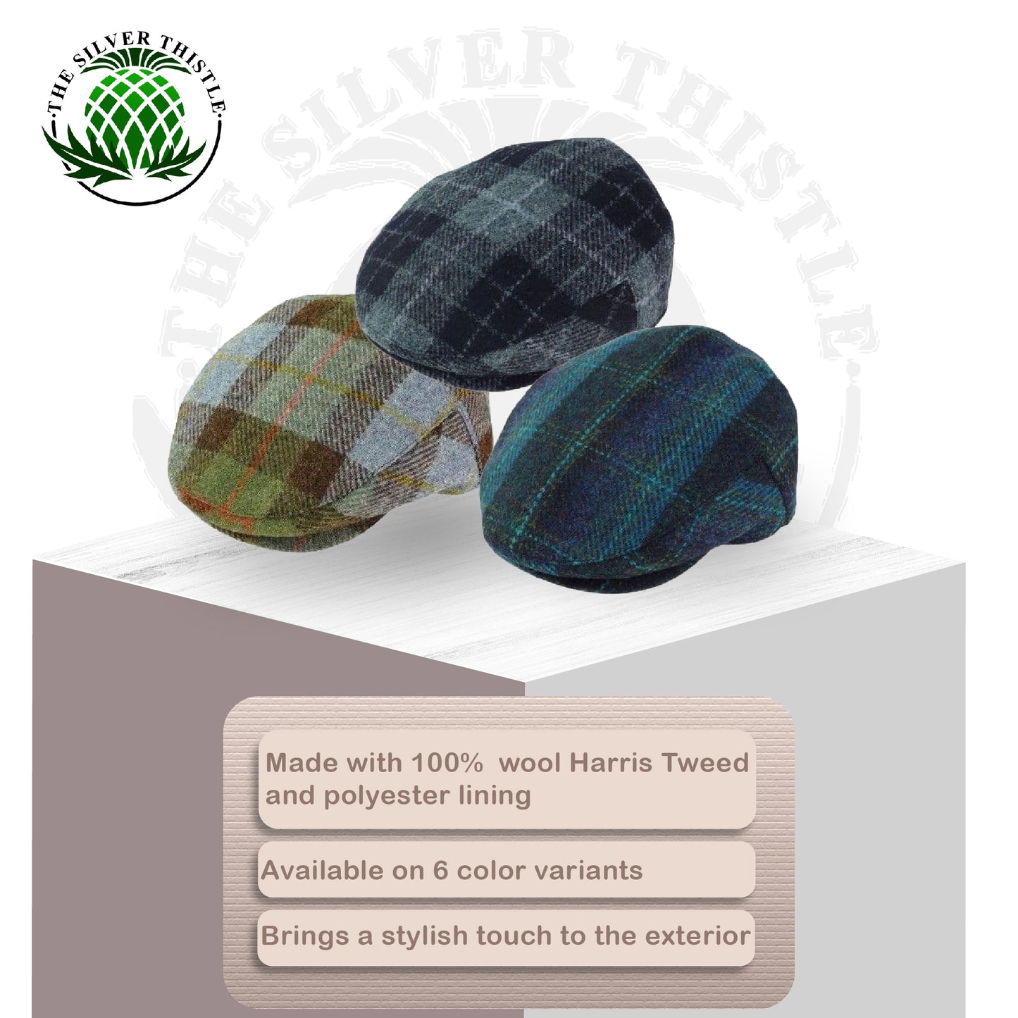 Stylish Harris Tweed Flat Cap