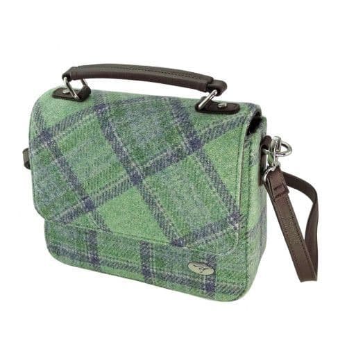 Authentic Harris Tweed Luxury Square Bag in Faded Green Stewart